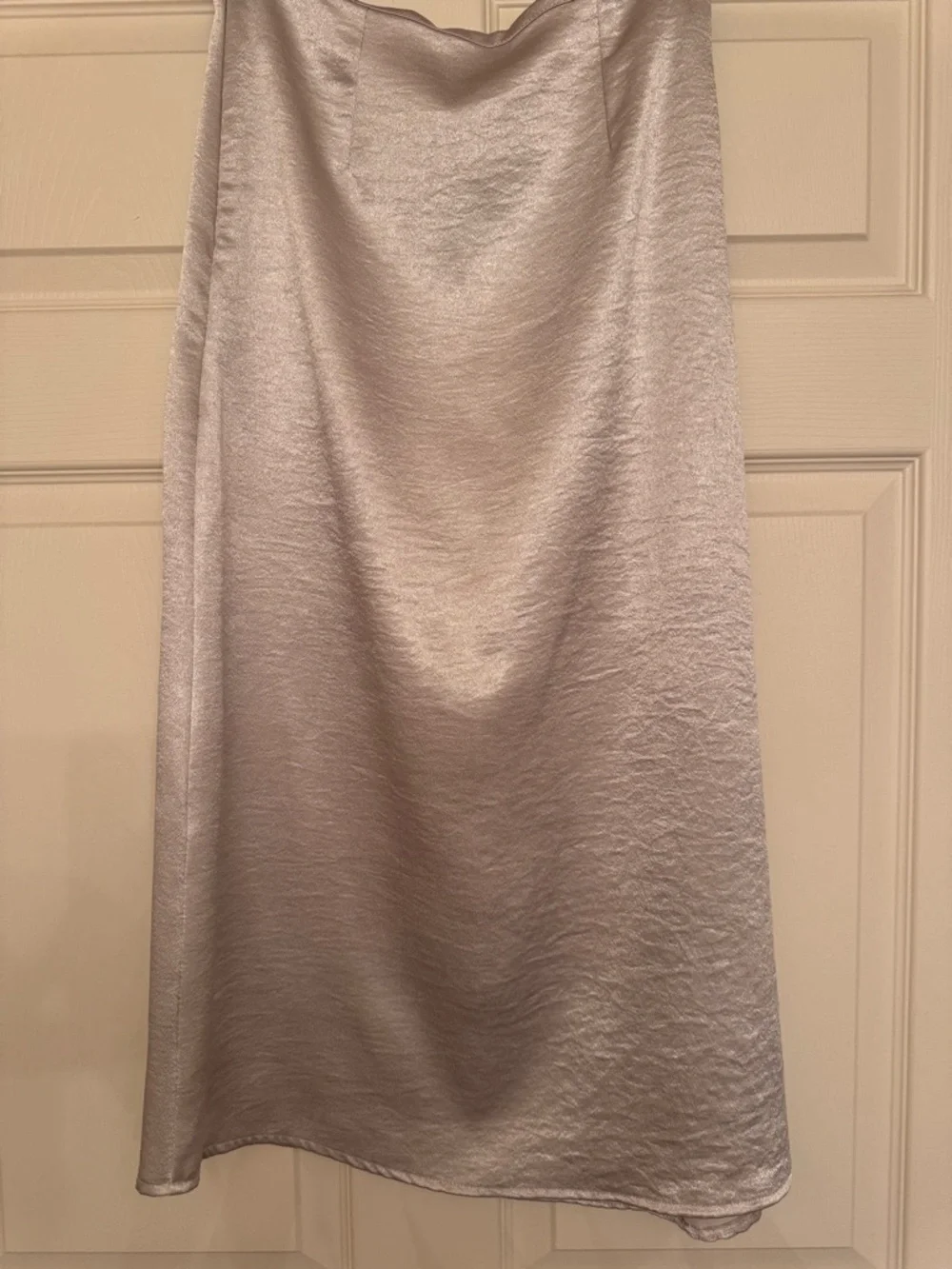Zara Silver Satin A-Line Midi Skirt - Picture 5 of 11